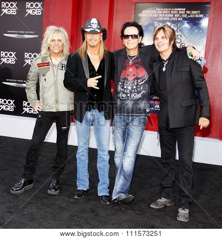 C.C. Deville, Bret Michaels, Rikki Rockett and Bobby Dall of Poison at the Los Angeles premiere of 'Rock of Ages' held at the Grauman's Chinese Theatre in Hollywood, USA on June 8, 2012.