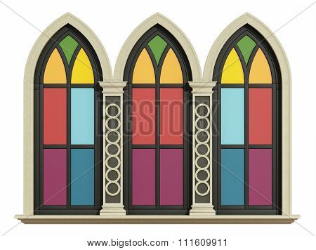 Mullioned Gothic Window With Stone Frame