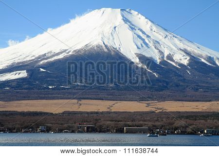 Mt. Fuji view from Yamanaka lake in Yamanashi Japan