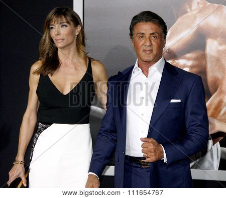 Sylvester Stallone and Jennifer Flavin at the Los Angeles premiere of 'Creed' held at the Regency Village Theatre in Westwood, USA on November 19, 2015.