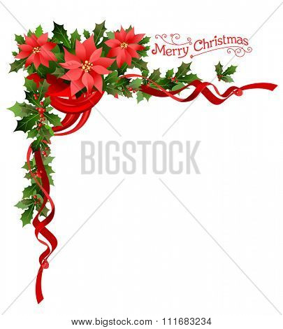 Poinsettia holiday corner. Holiday elements  for design card, banner,ticket, leaflet and so on.
