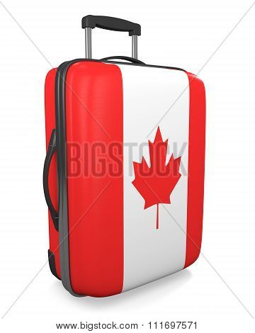 Canada vacation destination concept of a flag painted travel suitcase