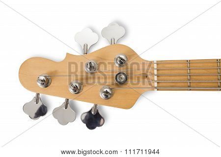 Red Bass Guitar Isolated Against White Background