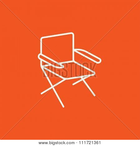 Folding chair line icon for web, mobile and infographics. Vector white icon isolated on red background.