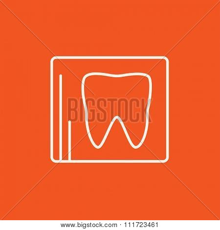 X-ray of the tooth line icon for web, mobile and infographics. Vector white icon isolated on red background.