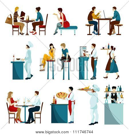 Restaurant Visitors Flat Icons Set
