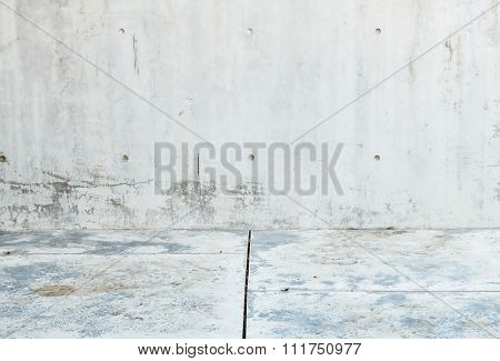Closeup Old Concrete Wall With Stone Floor Texture Background