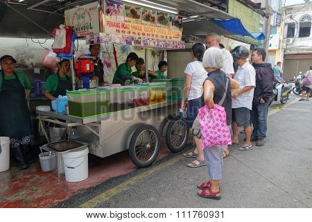 Street Hawker Sells Cendol In Penang, Malaysia.