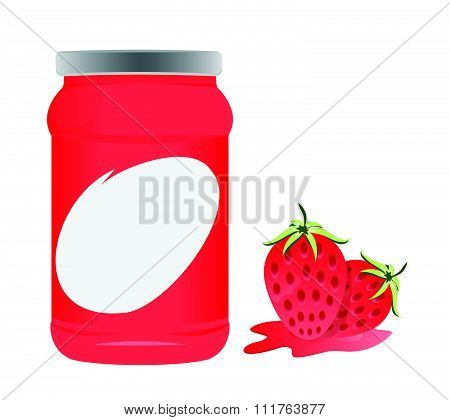strawberry and bottle packaging vector design