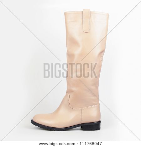 Womens Trendy Brown Boots Isolated On White