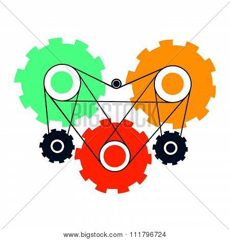 Heart cog wheels enging working concept vector design