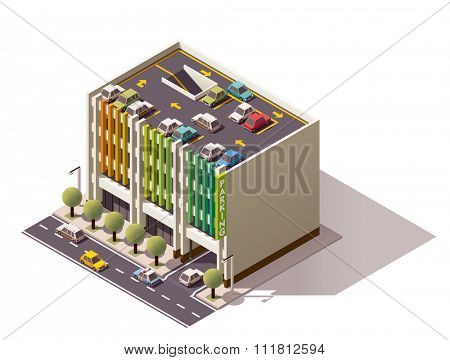 Isometric icon representing multi-storey car park