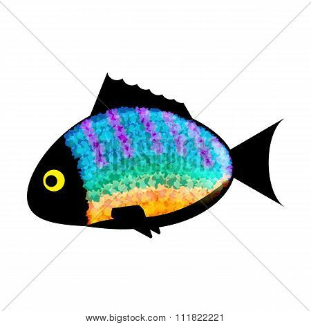 Fish colored silhouette on white background.