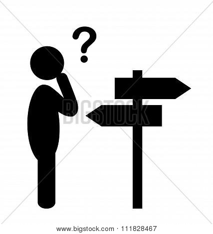 Confusion People with Navigation Arrows and Question Mark Flat I