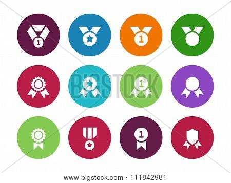 Medal circle icons on white background.