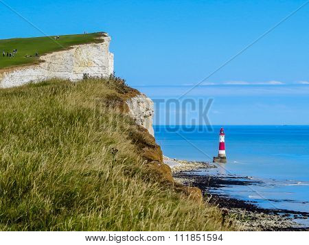 White cliffs and lighthouse