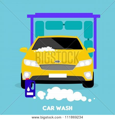 Car Wash Flat Concept Icon