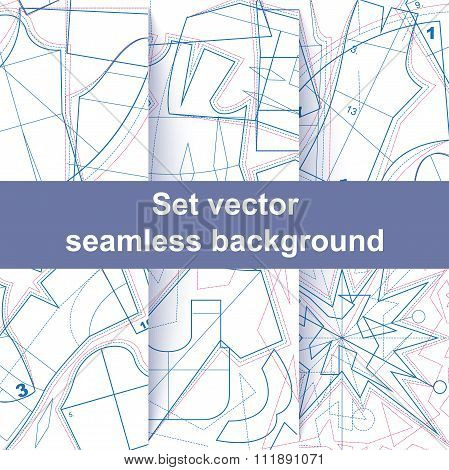 Set seamless sewing pattern texture