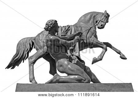 Horse sculpture on white background