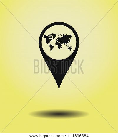Map point with map of the world.