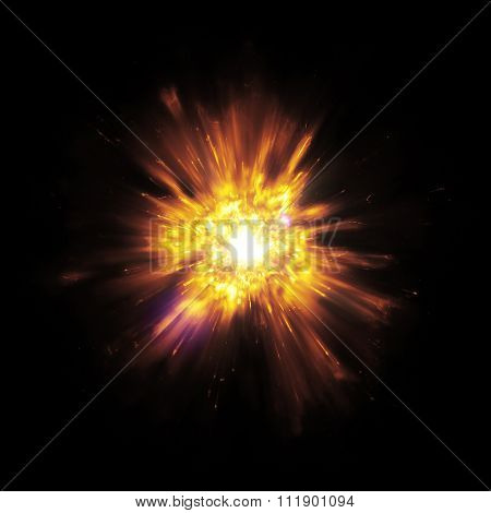 A great detailed explosion with flying sparks