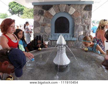 Drinking Water at the Harbor Springs Memorial Fountain