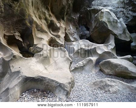 Eroded Rock Formation In Sa Calobra Canyon