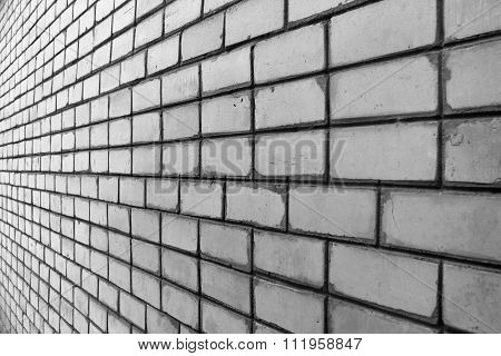 Perspective View Of Dirty White Silicate Brick Wall