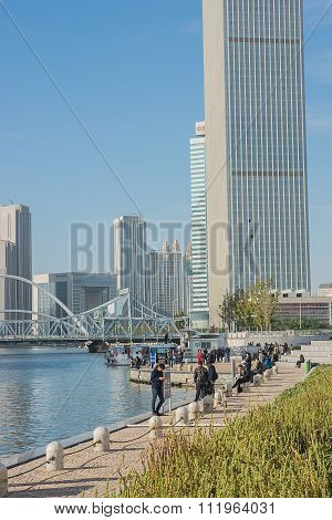 Cityscape Of People At Jinwan Plaza (jinwan Guangchang).