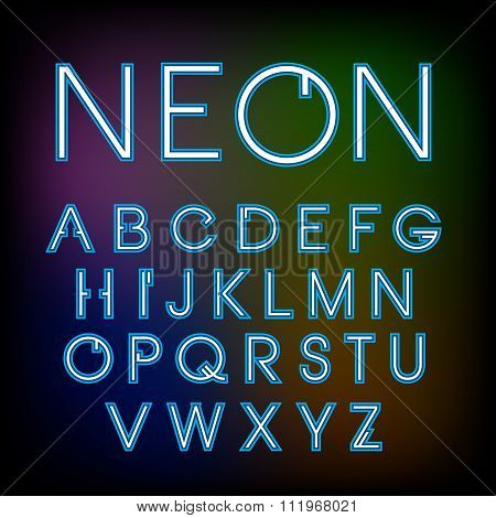 Vector linear neon font