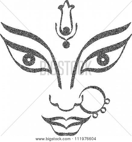 Durga Goddess of Power Stipple Effect Vector Art
