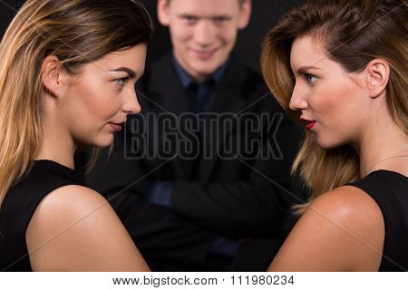 Women And Man In Triangle