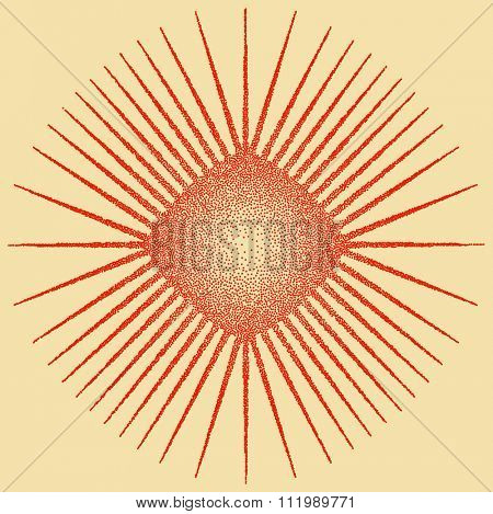 Sun Burst Design Stipple Effect Vector Art