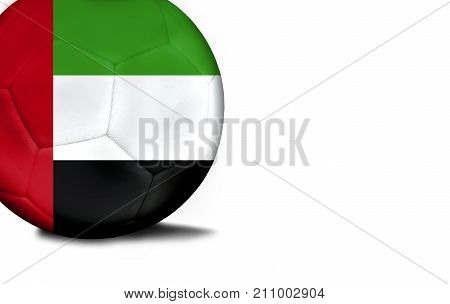 The flag of United Arab Emirates was represented on the ball, the ball is isolated on a white background with space for your text.