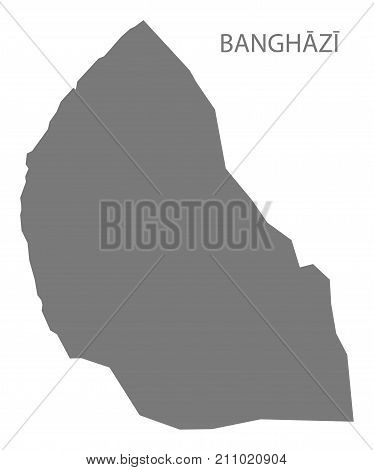Banghazi District Map Of Libya Grey Illustration Silhouette Shape