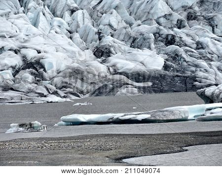 Landscape of Skaftafellsjokull glacier moraine in Skaftafell National Park in Iceland July 7 2017