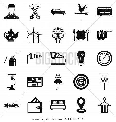 Taxi cab icons set. Simple set of 25 taxi cab vector icons for web isolated on white background