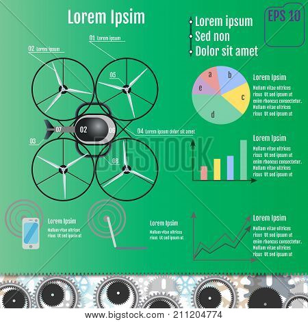 Drone Technology Design, Vector Illustration. Infographic Concep