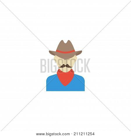 Flat Icon Cowboy Element. Vector Illustration Of Flat Icon Western Isolated On Clean Background