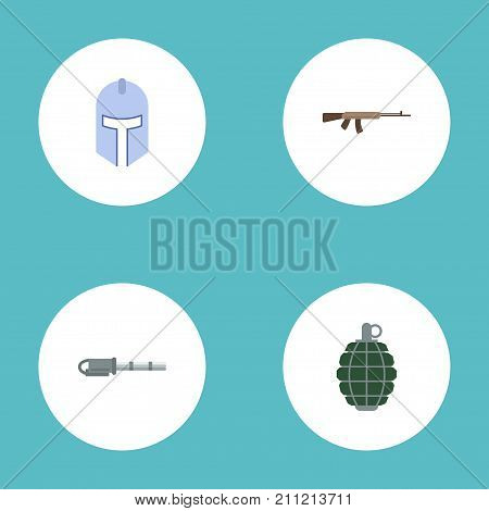 Flat Icons Dynamite, Warrior, Firearm And Other Vector Elements