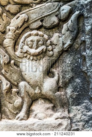 Art Of Ancient Hindu God Stone Cambodia. Ancient Khme