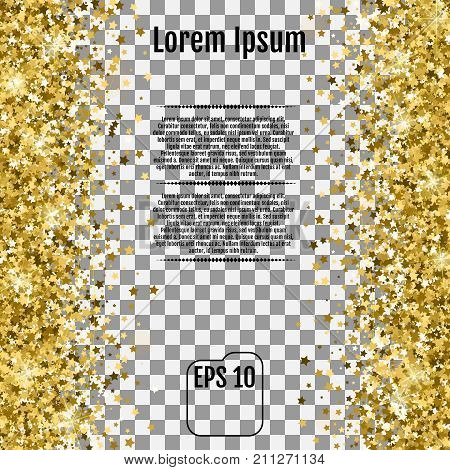 Abstract Background With Many Falling Gold Stars Confetti. Vecto
