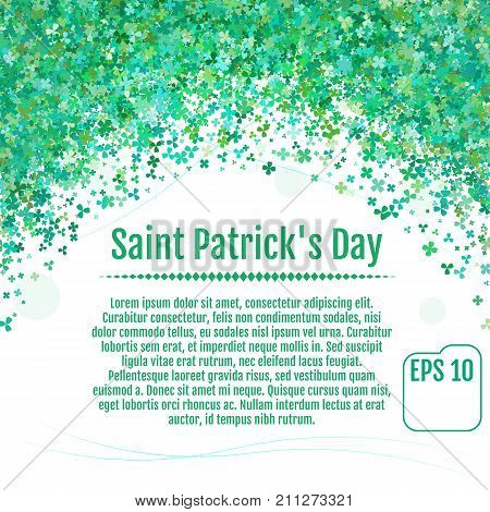 Sparkling Clover Shamrock Leaves Isolated On White Background. A
