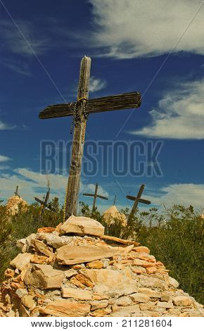 Terlingua, Texas Ghost Town. Grave at cemetery.