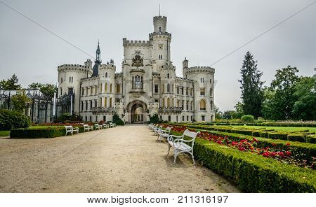 Hluboka nad Vltavou Czech republic - September 19 2017:Czech famous baroque castle Hluboka nad Vltavou