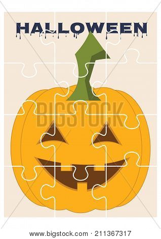 Halloween puzzles with pumpkin for kids on play