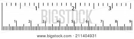 Vector illustration ruler icon size indicator units isolated on white background.