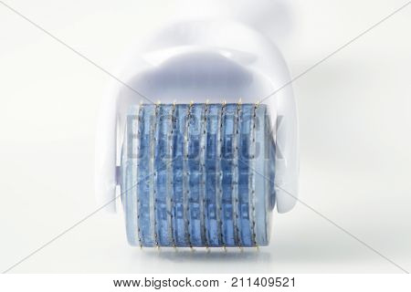 Derma roller for medical micro needling therapy. Tool also known as: Dermaroller, mesoroller, meso-roller, mesopen.