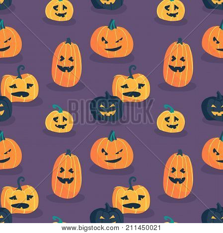 Halloween seamless pattern design with jack pumpkins