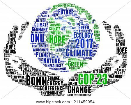 COP 23 in Bonn, Germany word cloud illustration